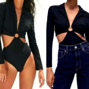 Zara Front Ring Cut Out Bodysuit